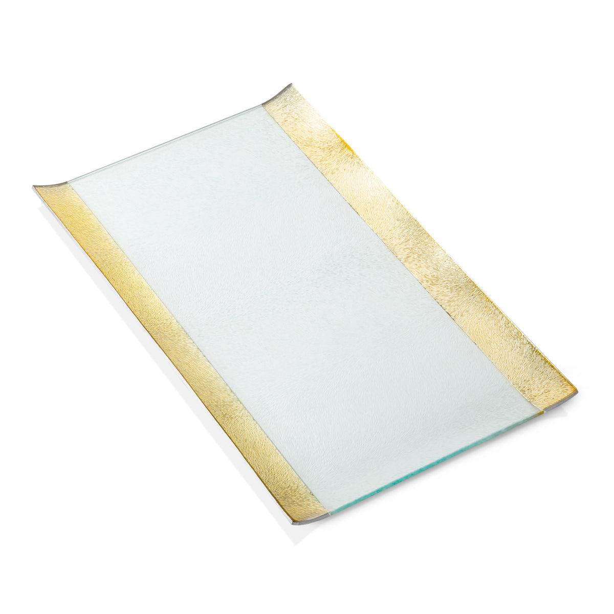 Glass Tray With Gold Borders - 11.5"L X 6.5"W