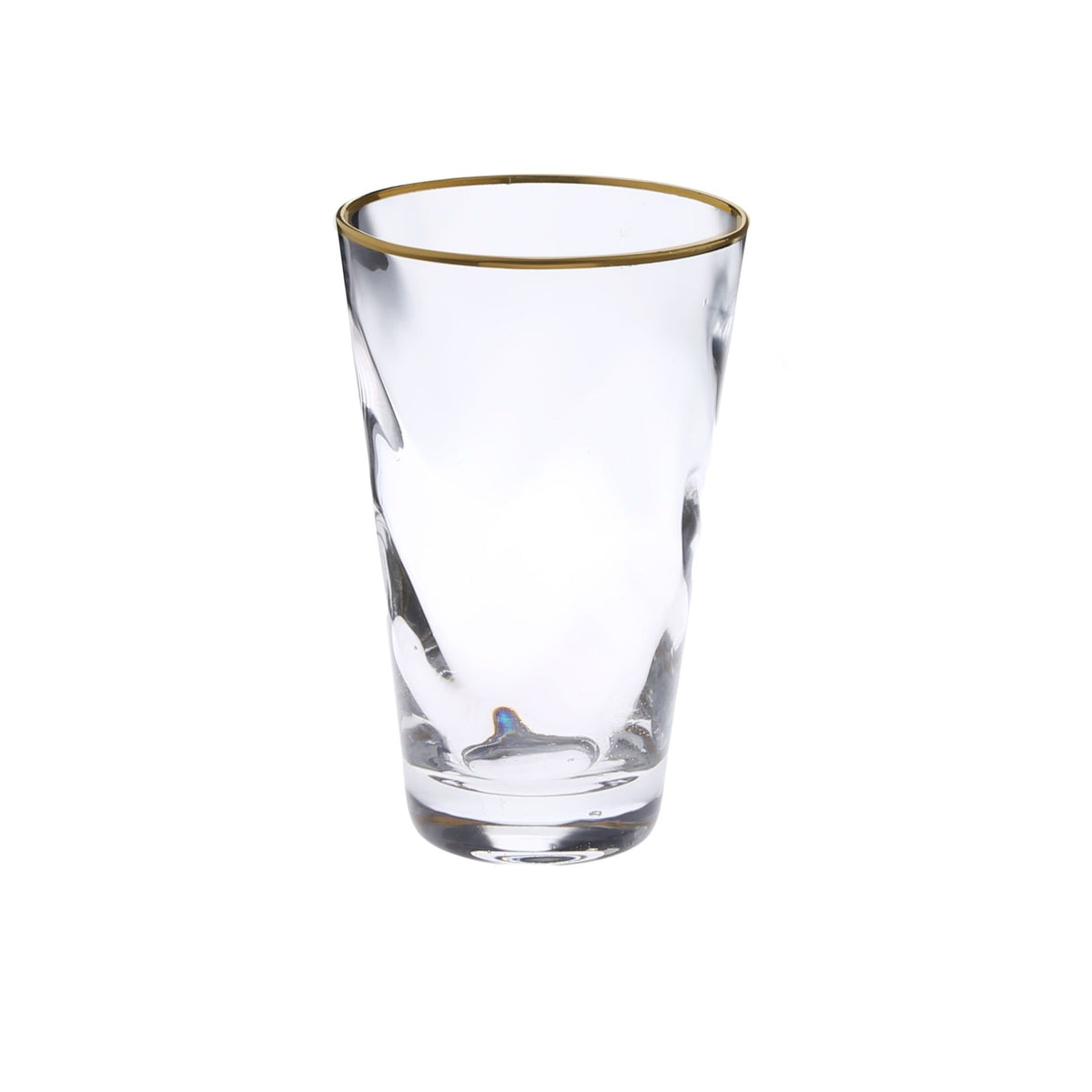 Set of 6 Pebble Glass Glass Water Tumblers with Gold Rim