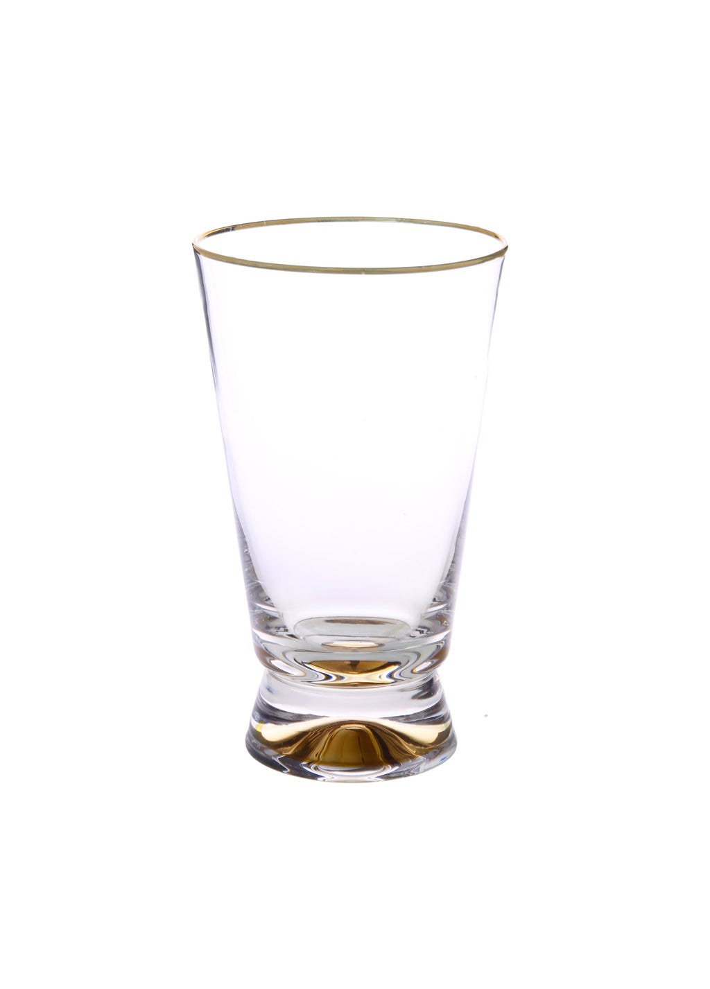 Set Of 6 Tumblers With Gold Base And Rim - 3.5"D X 6"H