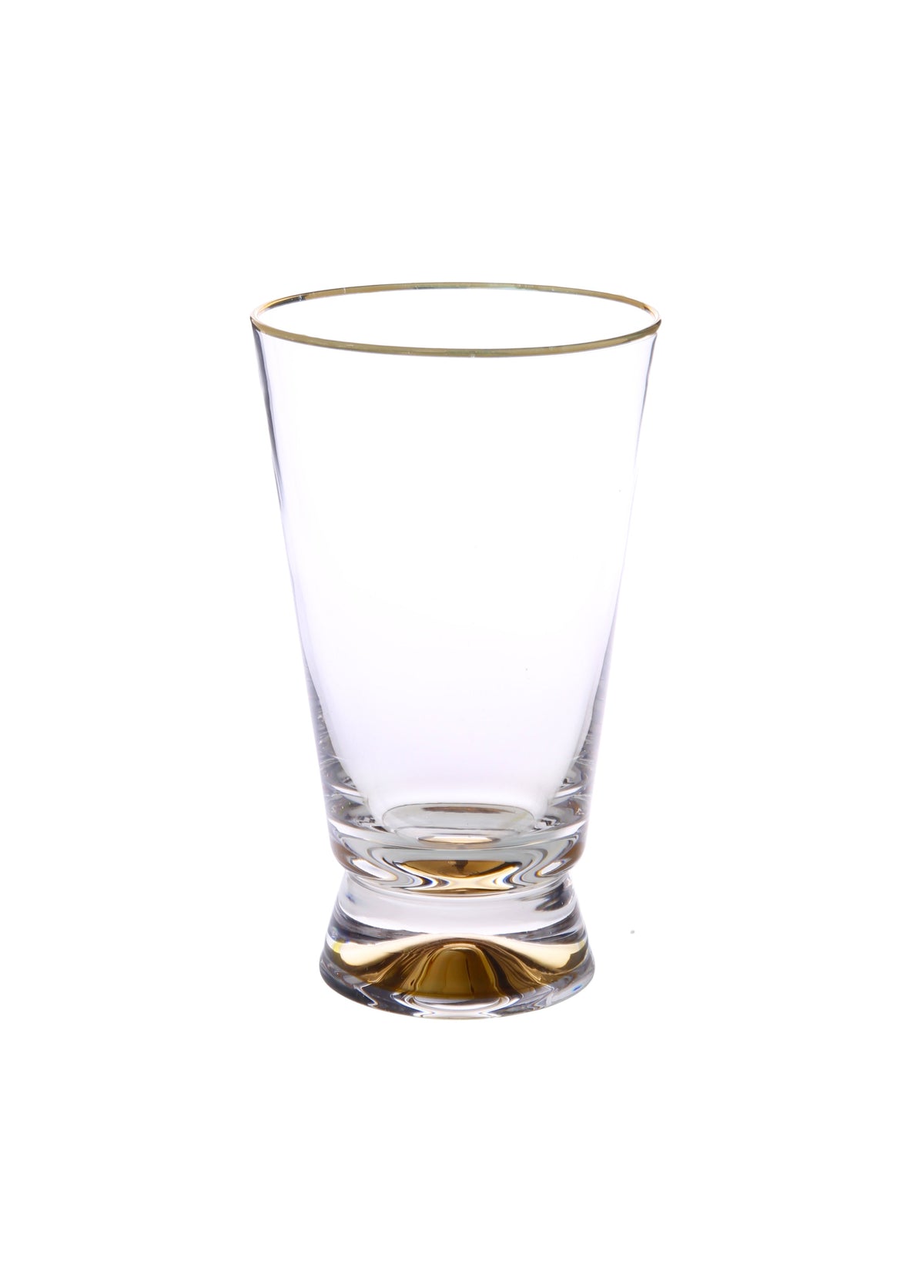 Set Of 6 Tumblers With Gold Base And Rim - 3.5"D X 6"H
