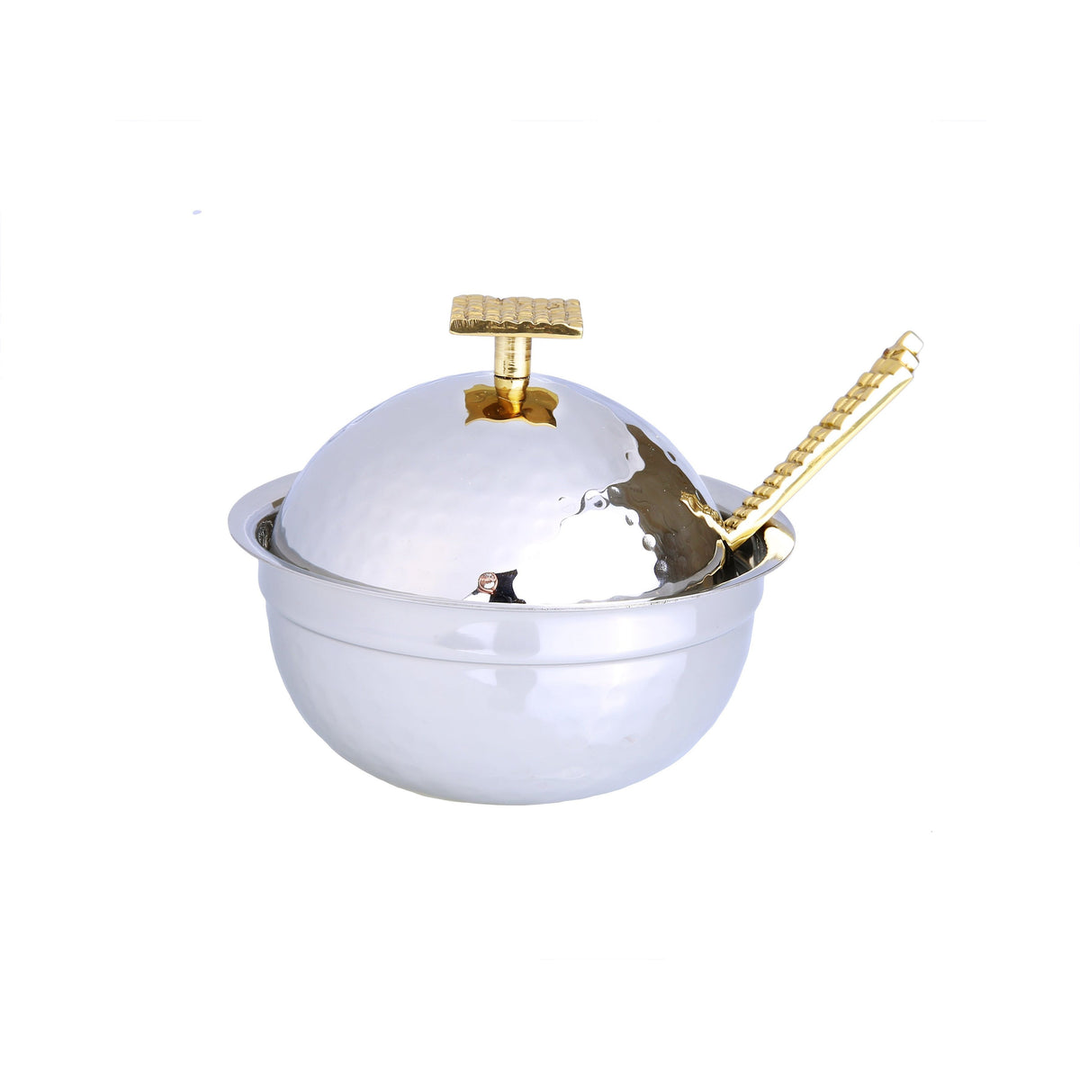 Stainless Steel Honey Dish With Mosaic Handle - 4.25"D X 3"H