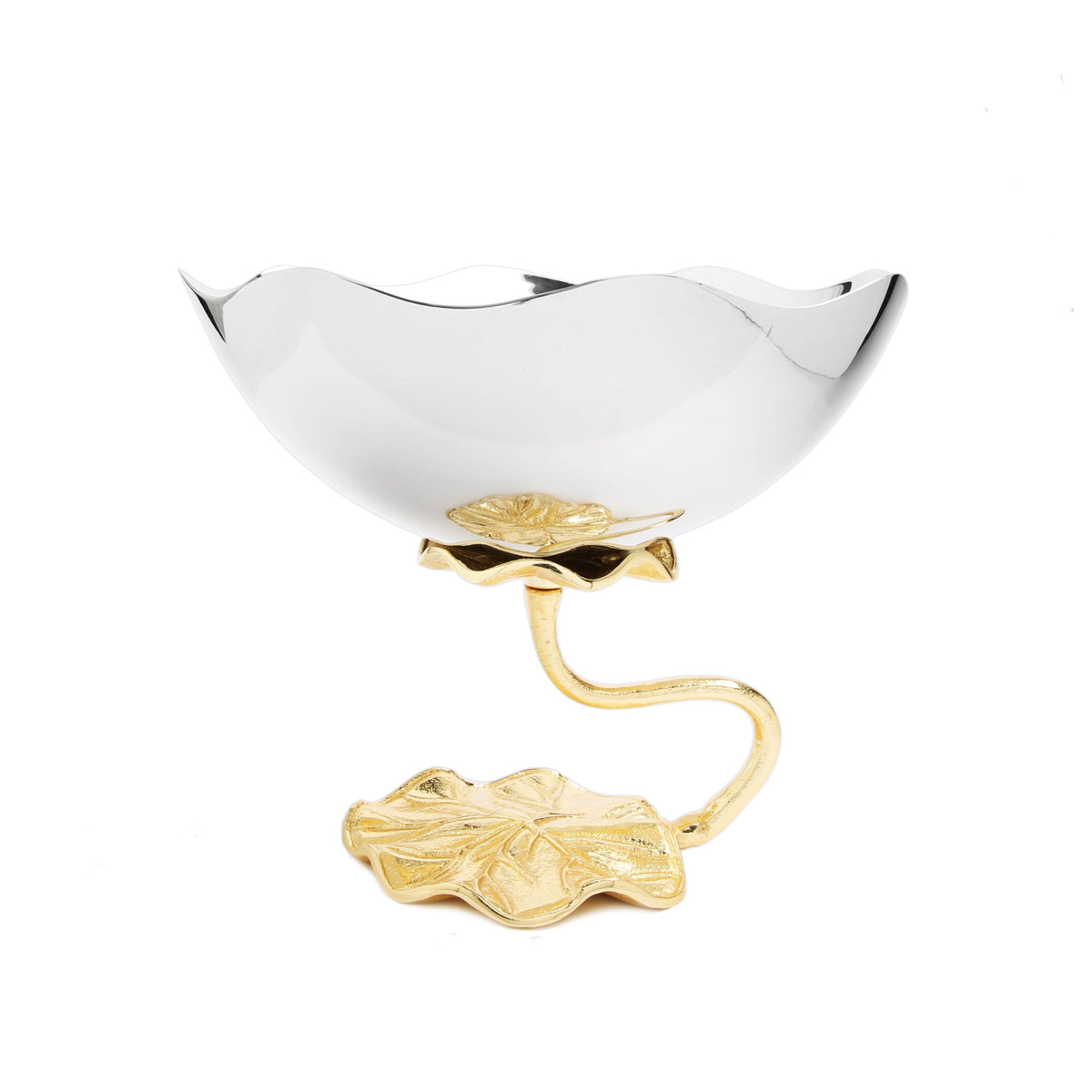 Stainless Steel Footed Bowl with Lotus Flower Design