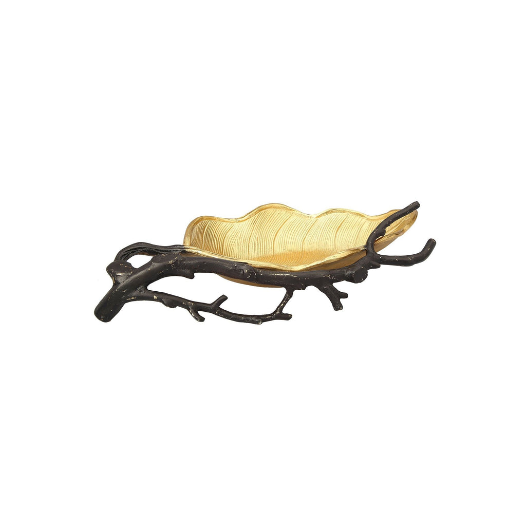 Gold Leaf Candy Dish with Black Branch