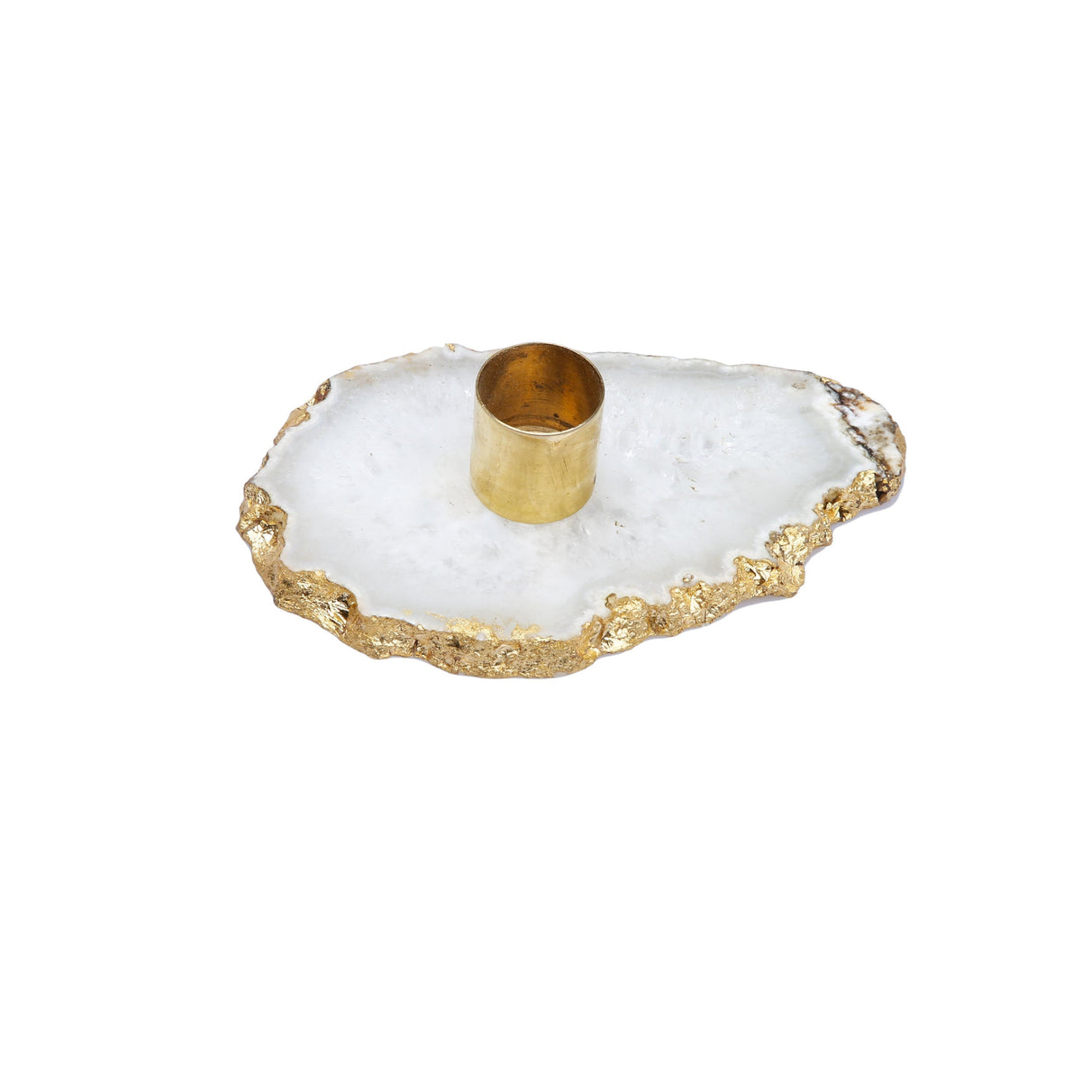 Flat Agate Stone Candle Holder