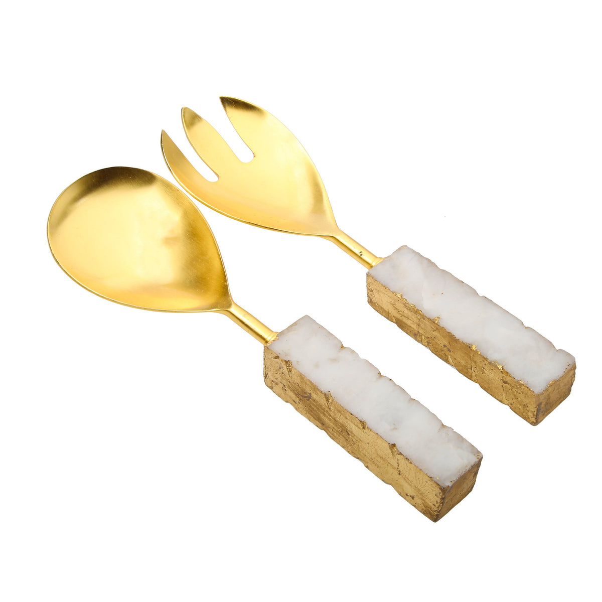 Set of 2 Salad Servers with Agate Stone Handle
