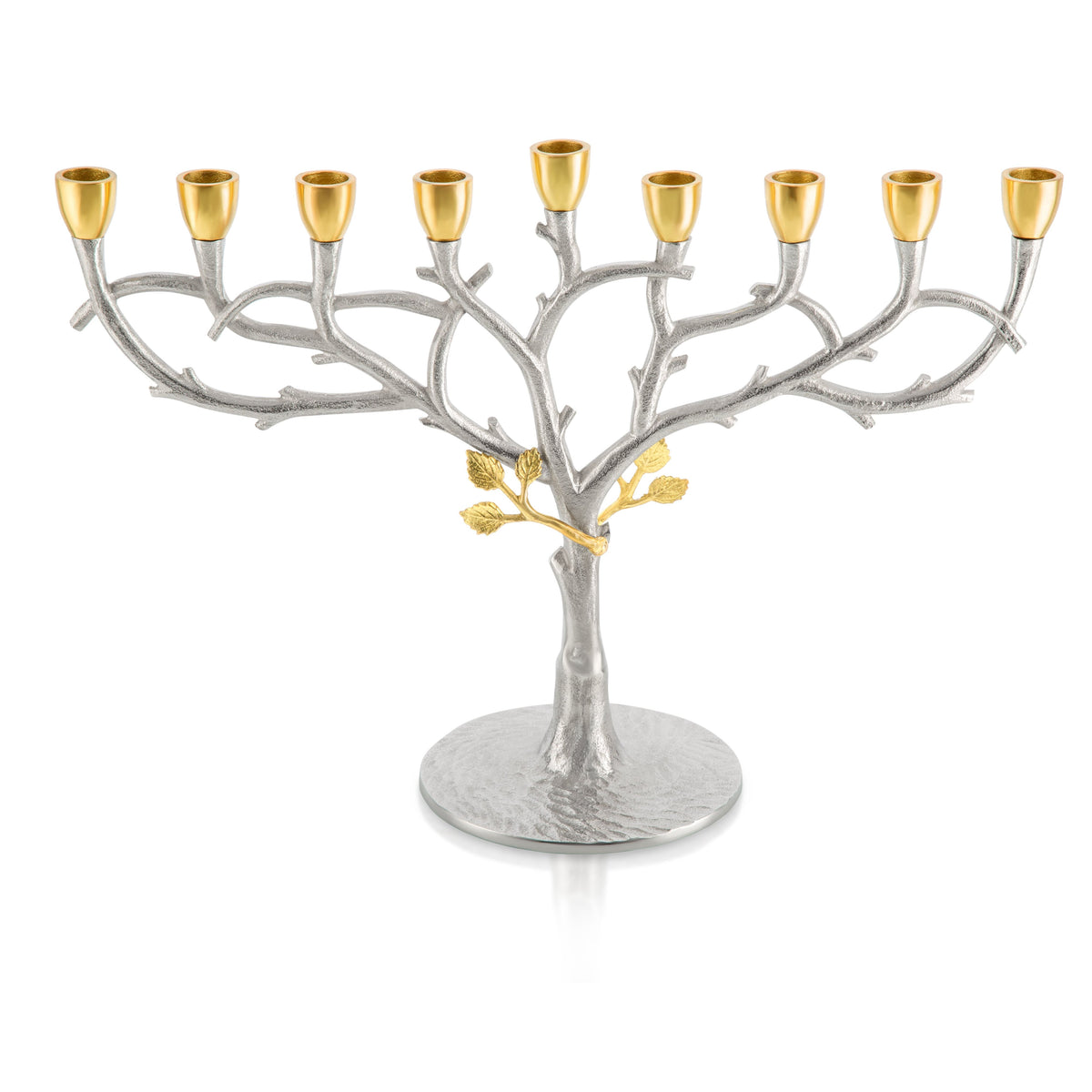 Two-tone Menorah with Leaf Design