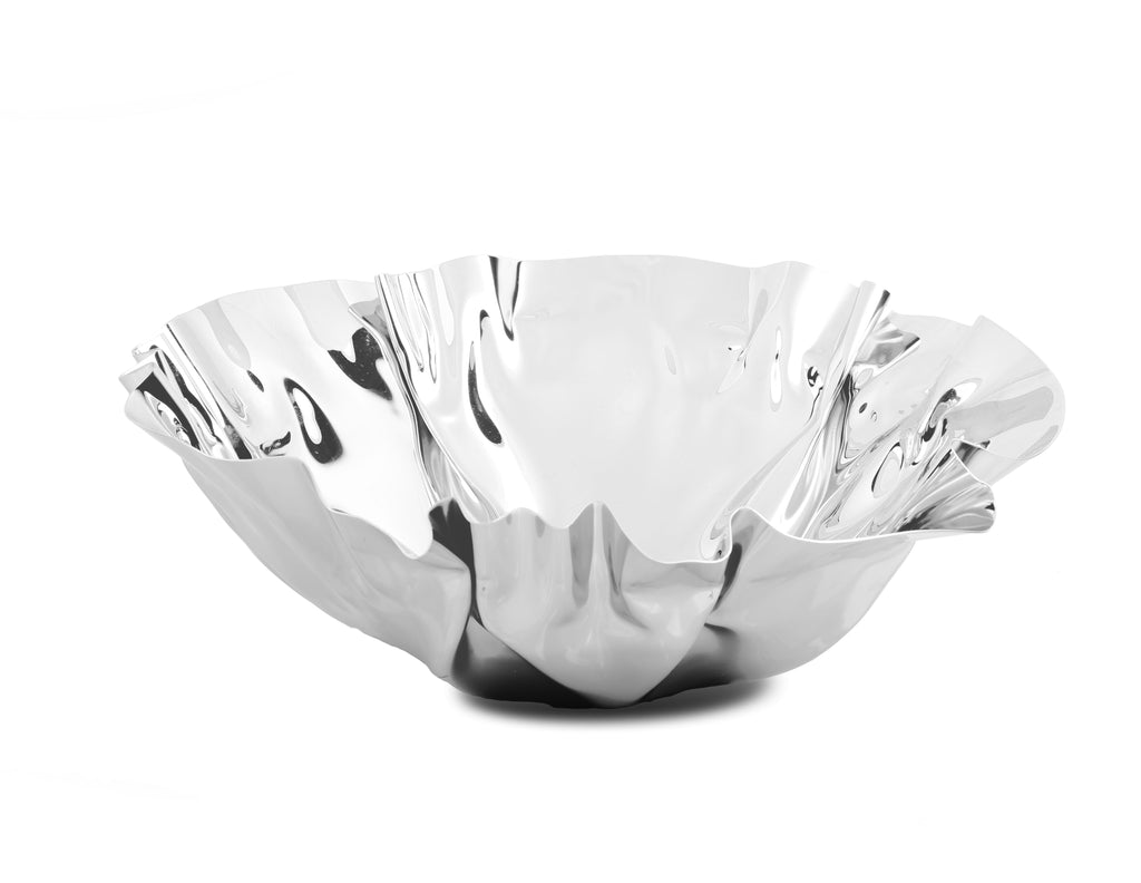 12.5" Round Stainless Steel Wavy Design Serving Bowl