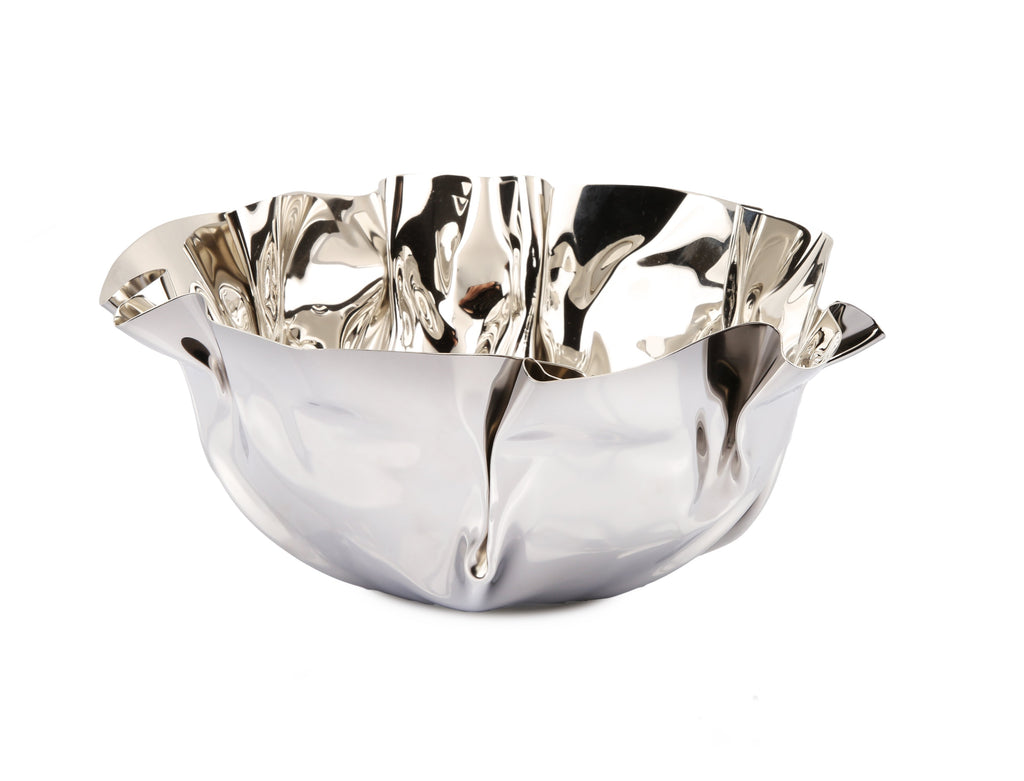 9.5" Round Stainless Steel Wavy Design Serving Bowl