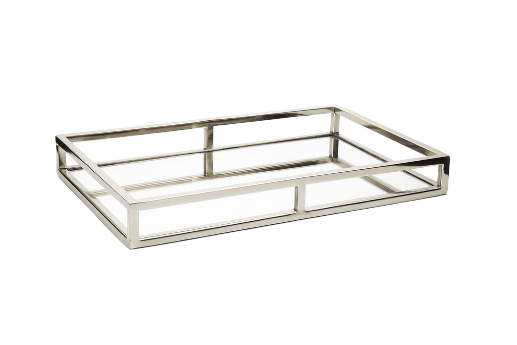 Oblong Mirror Tray-silver