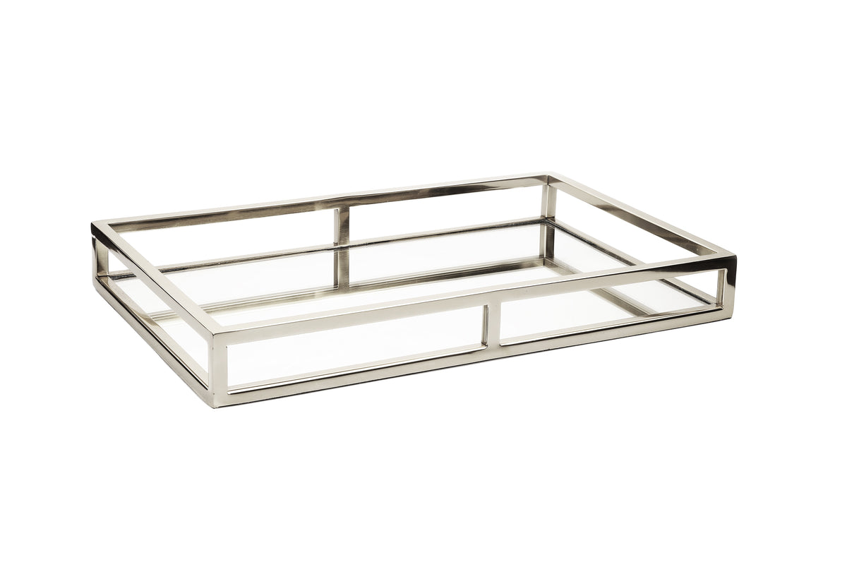 Oblong Mirror Tray-silver