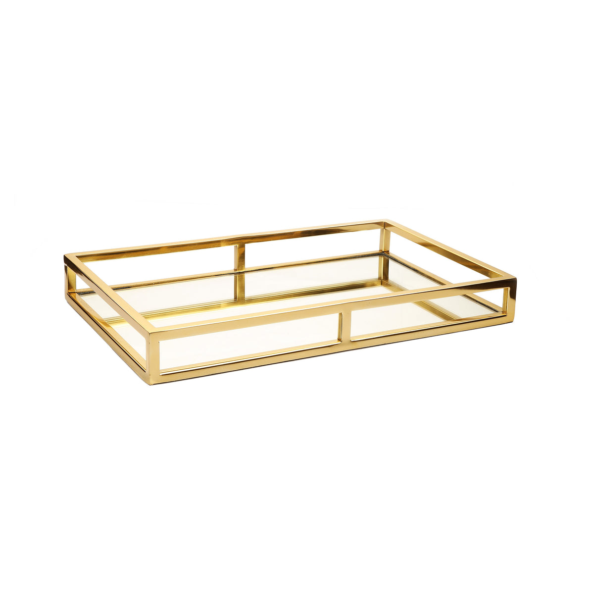 Oblong Mirror Tray-Gold