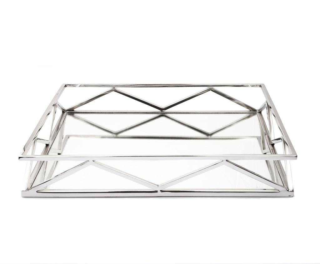 Oblong Mirror Tray with V-design
