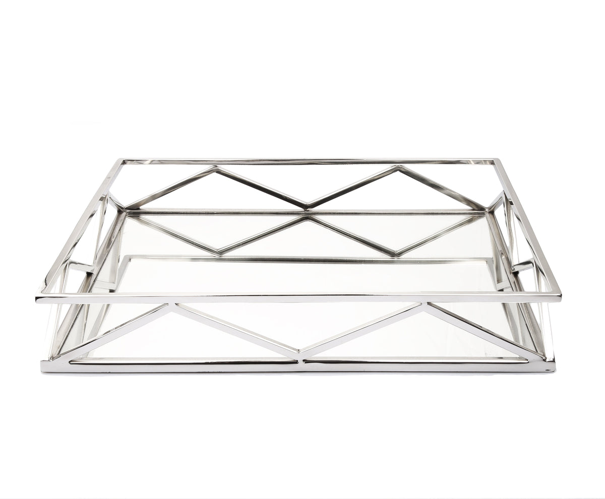 Oblong Mirror Tray with V-design