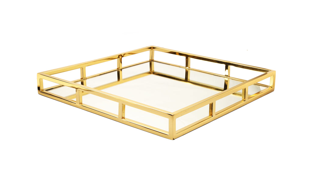 Square Mirror Tray-gold