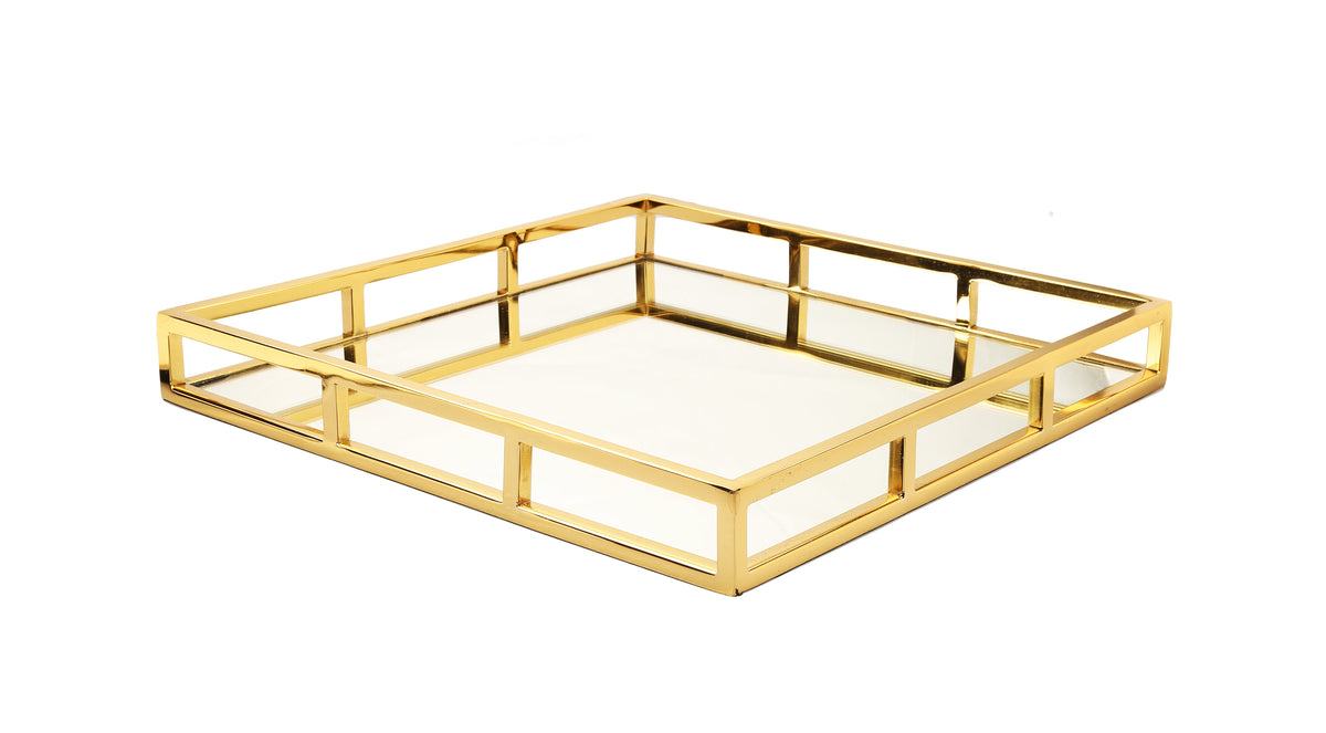 Square Mirror Tray-gold