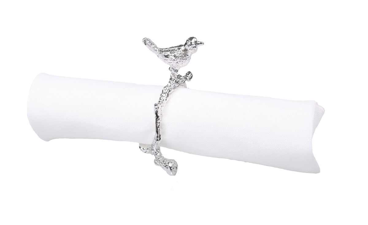 Set Of 4 Silver Bird Design Napkin Rings