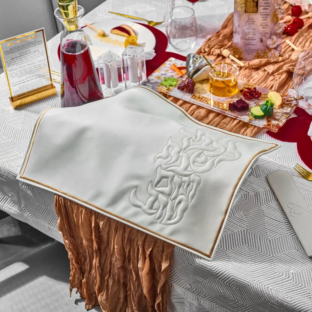 Pillow Script Challah Cover (Silver) - Waterdale Collection
