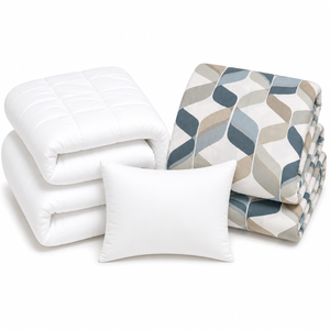Dimensional Blue Duvet Cover Bedding Set Camp Package