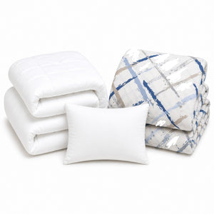 Criss Cross Strokes Blue Duvet Cover Bedding Set Camp Package