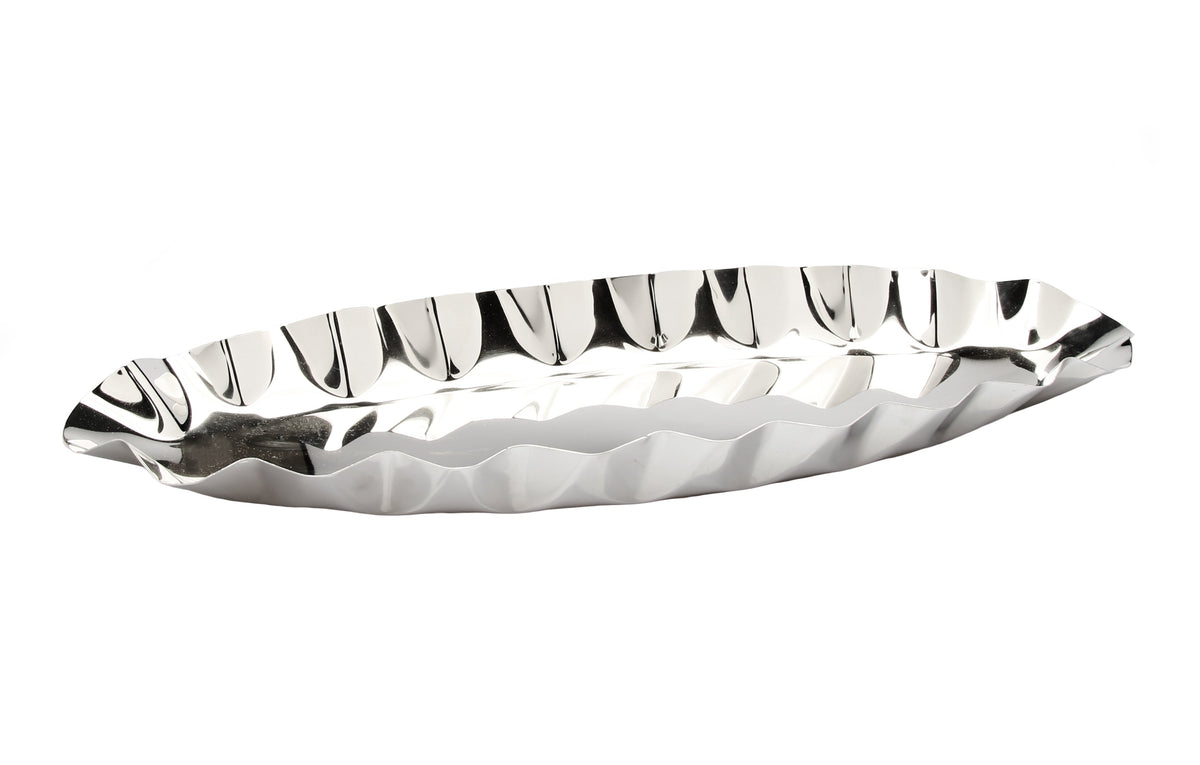 Boat Shaped Stainless Steel Dish with Rippled Design