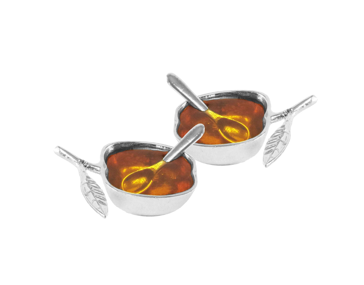 Set of 2 Silver Salt/Honey Dish
