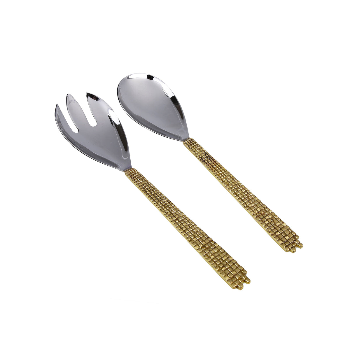 Set Of 2 Salad Servers With Mosaic Design - 12"L