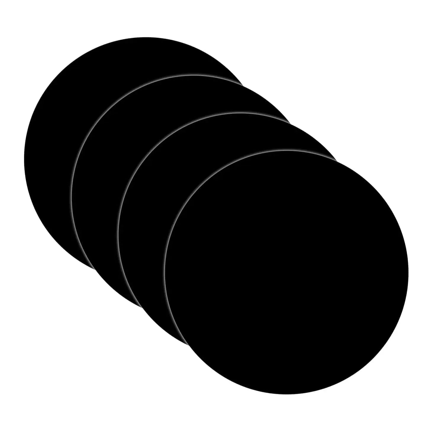 Black round charger plates stacked showing depth, elegant table setting dinnerware by Waterdale Collection