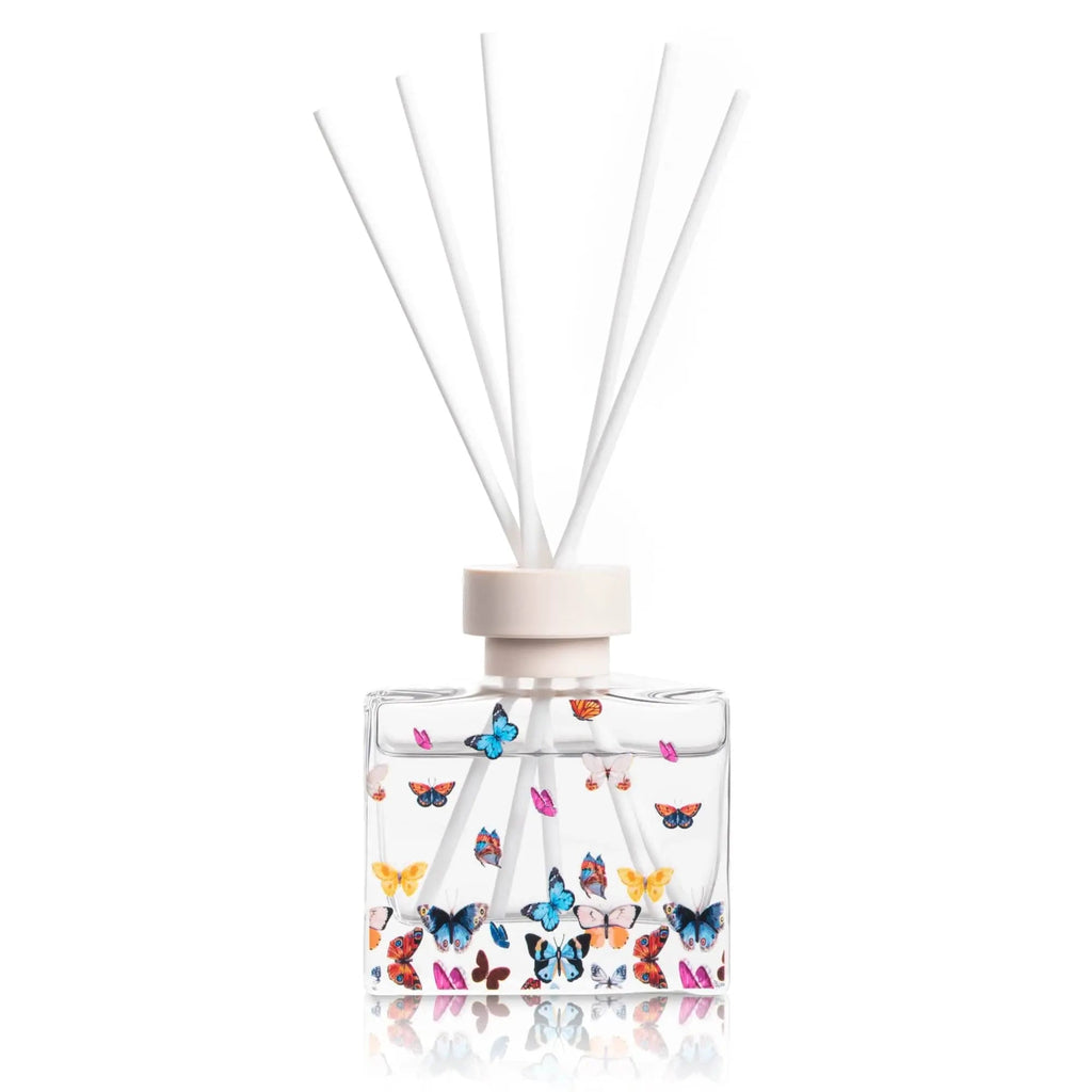Butterfly Diffuser by Waterdale Collection with colorful butterfly design and reed sticks, ideal for home fragrance gifting.