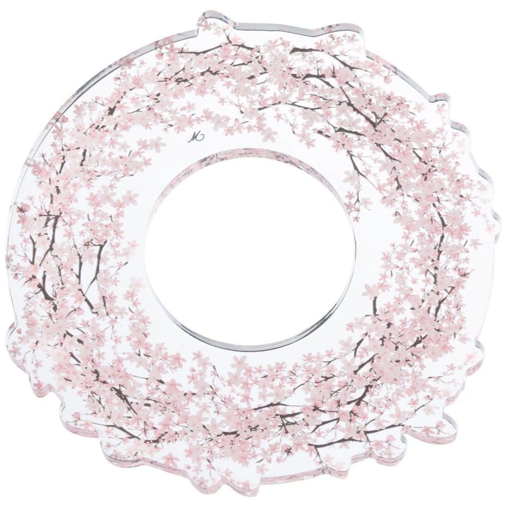 Cherry blossom napkin ring with delicate pink floral branches and beaded details, perfect for table settings and special occasions.