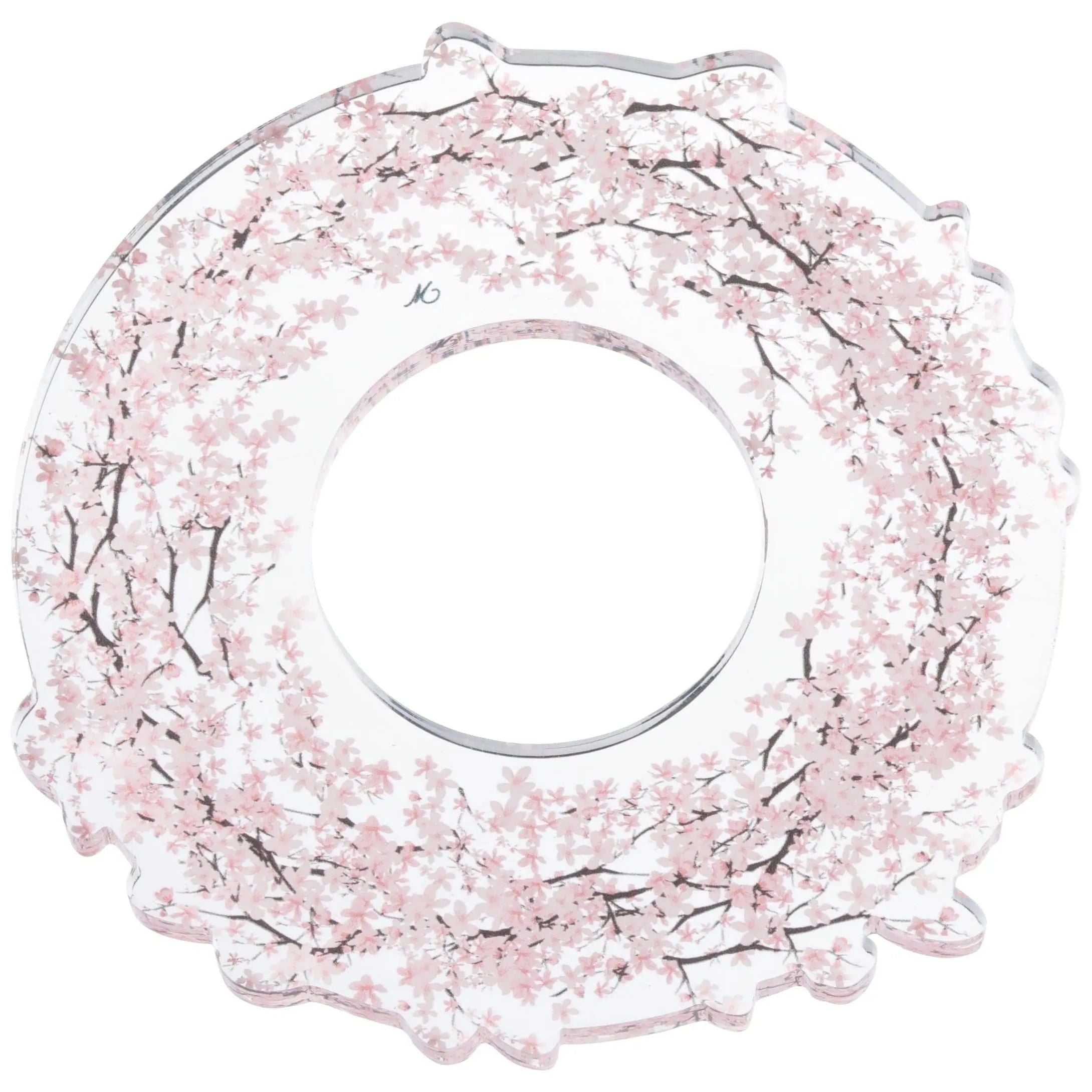 Cherry blossom napkin ring with delicate pink floral branches and beaded details, perfect for table settings and special occasions.