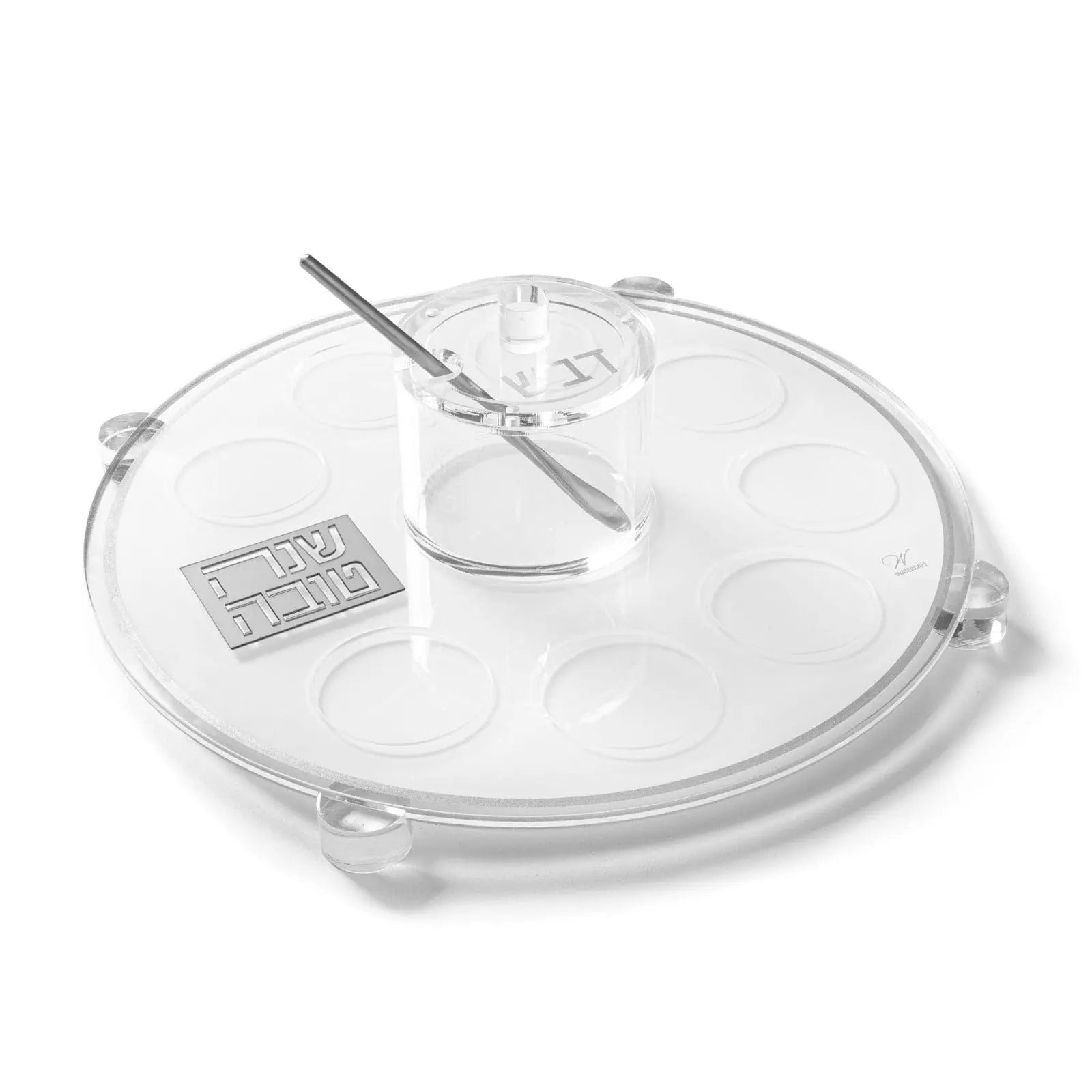 Classic 2.0 clear plastic Simanim Tray with compartments and serving utensils for Passover Seder plate setup