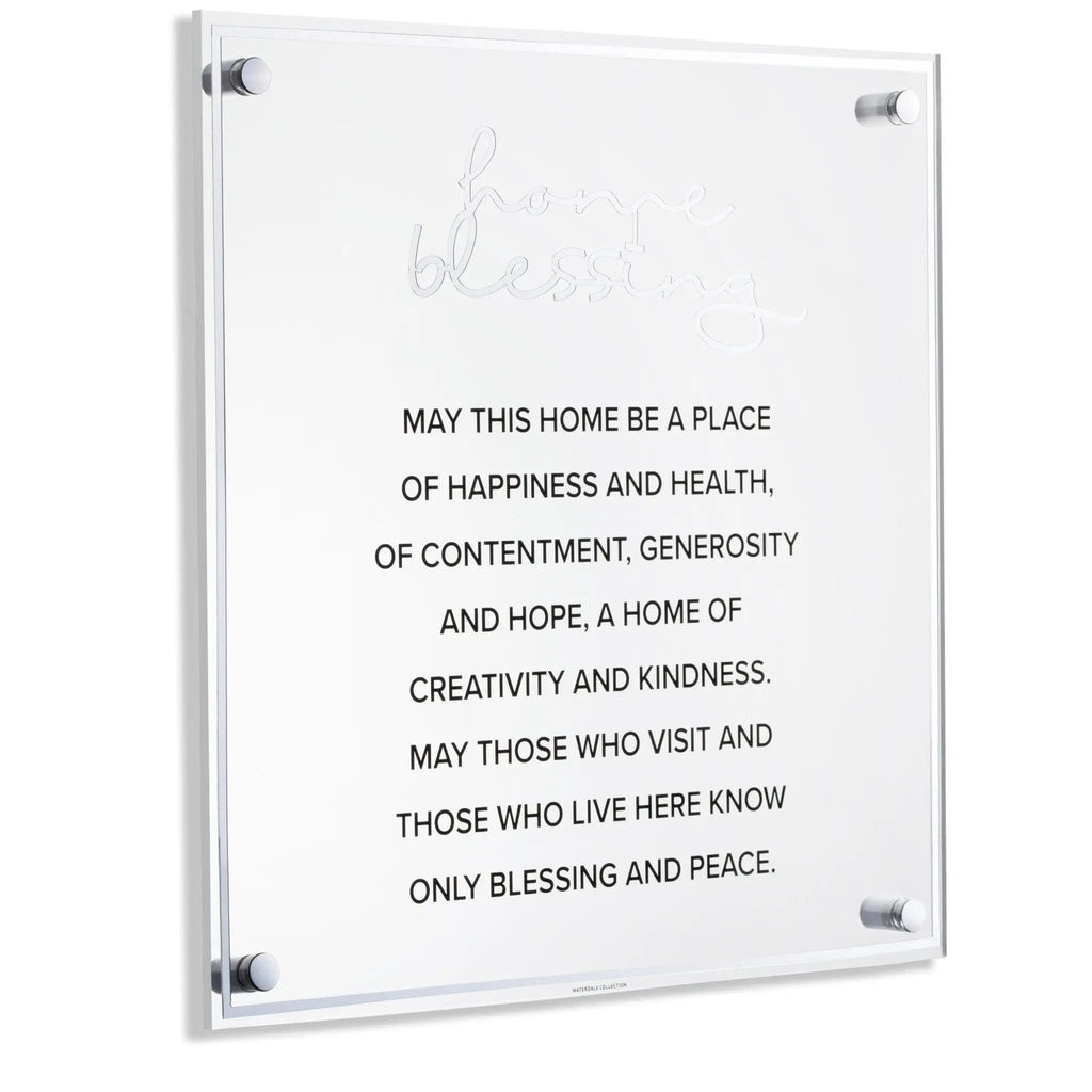 Classic Birchas Habayis floating wall art with Hebrew and English text on acrylic panel, perfect housewarming gift for home blessing decor.