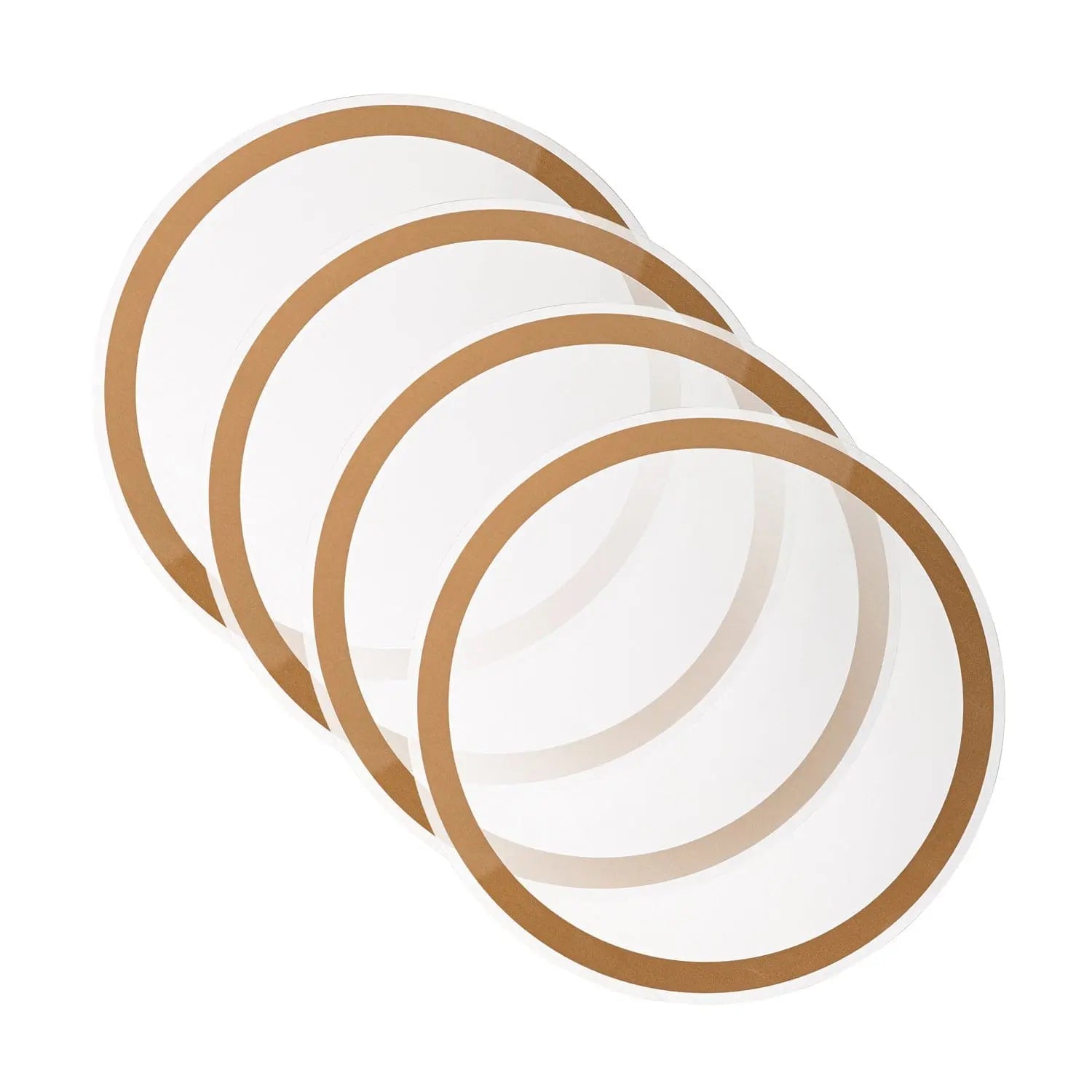 Classic Chargers with gold-rimmed border design, layered table charger plates from Waterdale Collection for elegant dining.