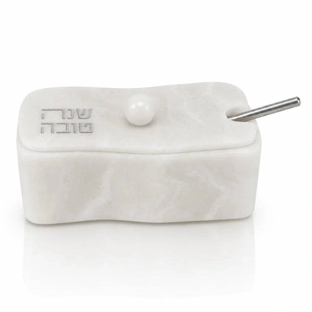 Silver Curve Resin Honey Dish | Rosh Hashana judaica table decor 