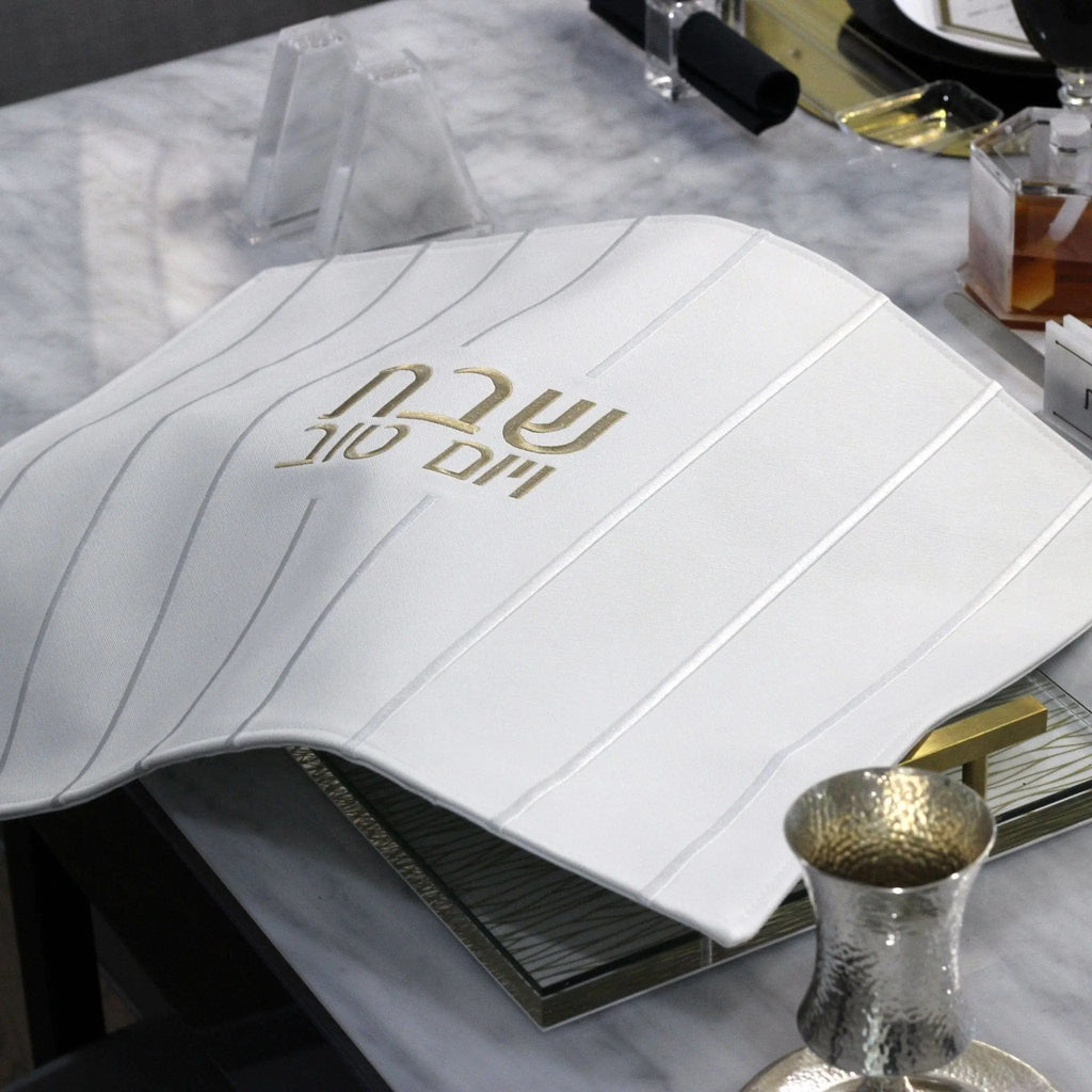Embroidered Lines Challah Cover - Waterdale Collection