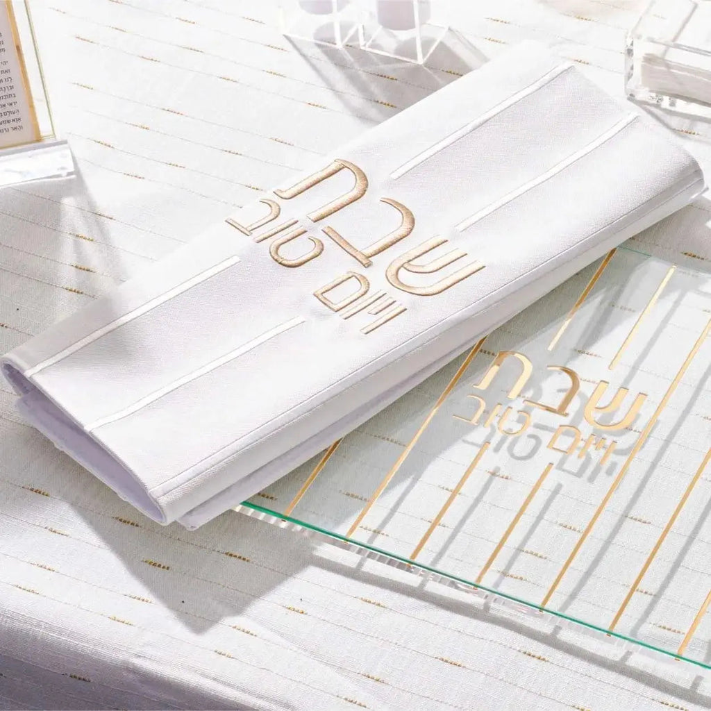 Embroidered Lines Challah Cover - Waterdale Collection