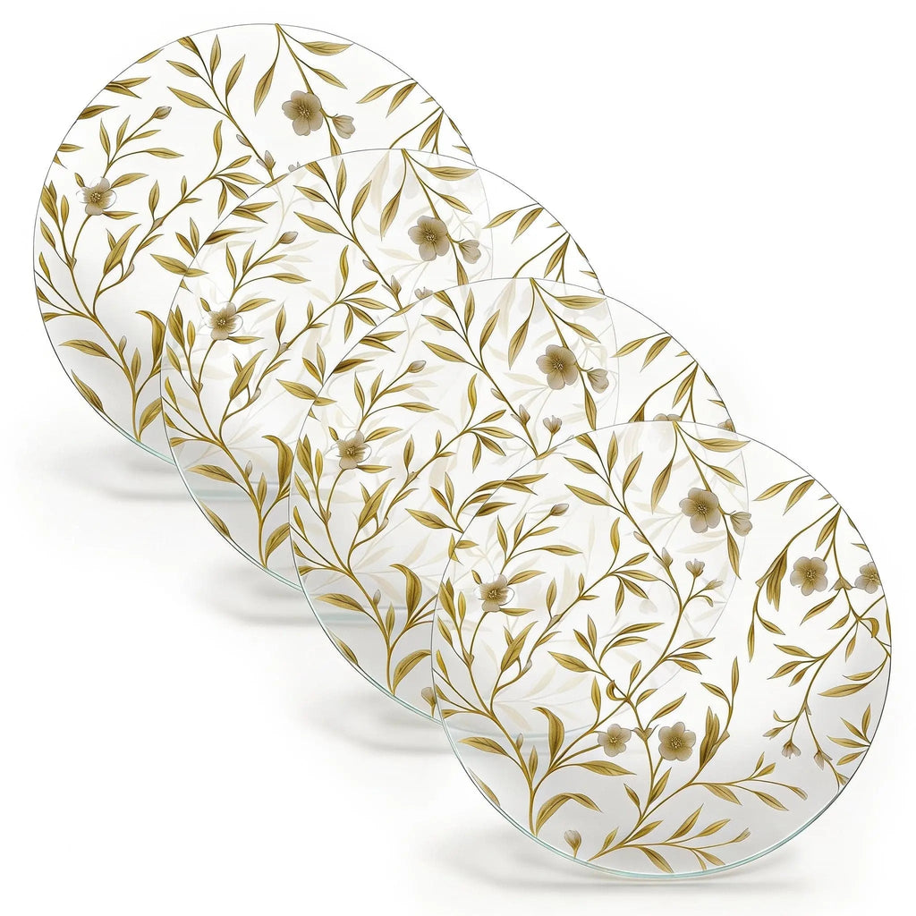 White floral bird charger plate with gold leaf pattern detailing by Waterdale Collection for elegant table settings