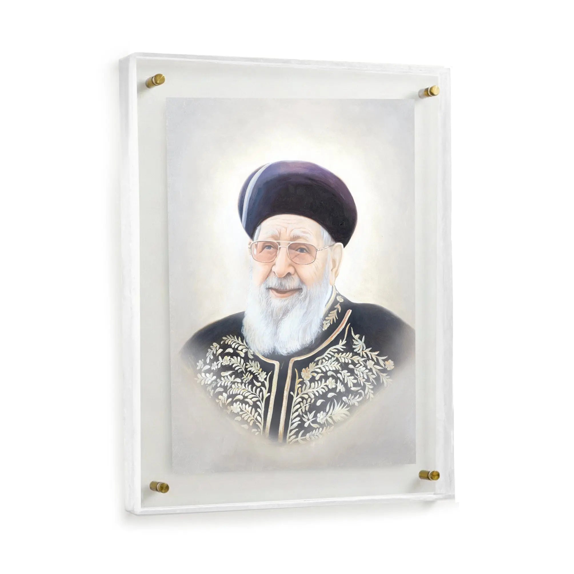 Frame Gedolim Art R' Ovadia Yosef - Light - Waterdale Collection
