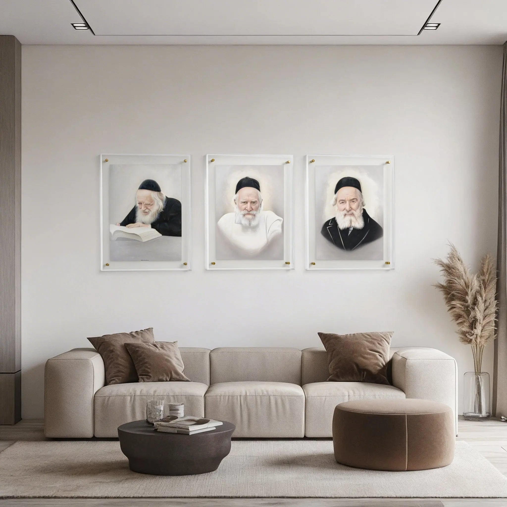 Frame Gedolim Art Rav Chaim Kanievsky - Light - Waterdale Collection