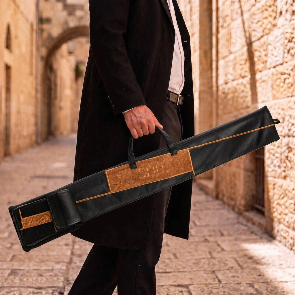 Black Geometric Fur Lulav Esrog Bag | Sukkot Judaica