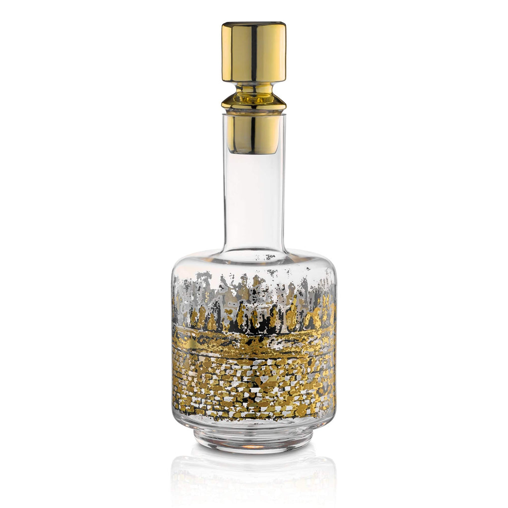 Waterdale "Kosel at Winter" decanter with gold and silver metallic art.