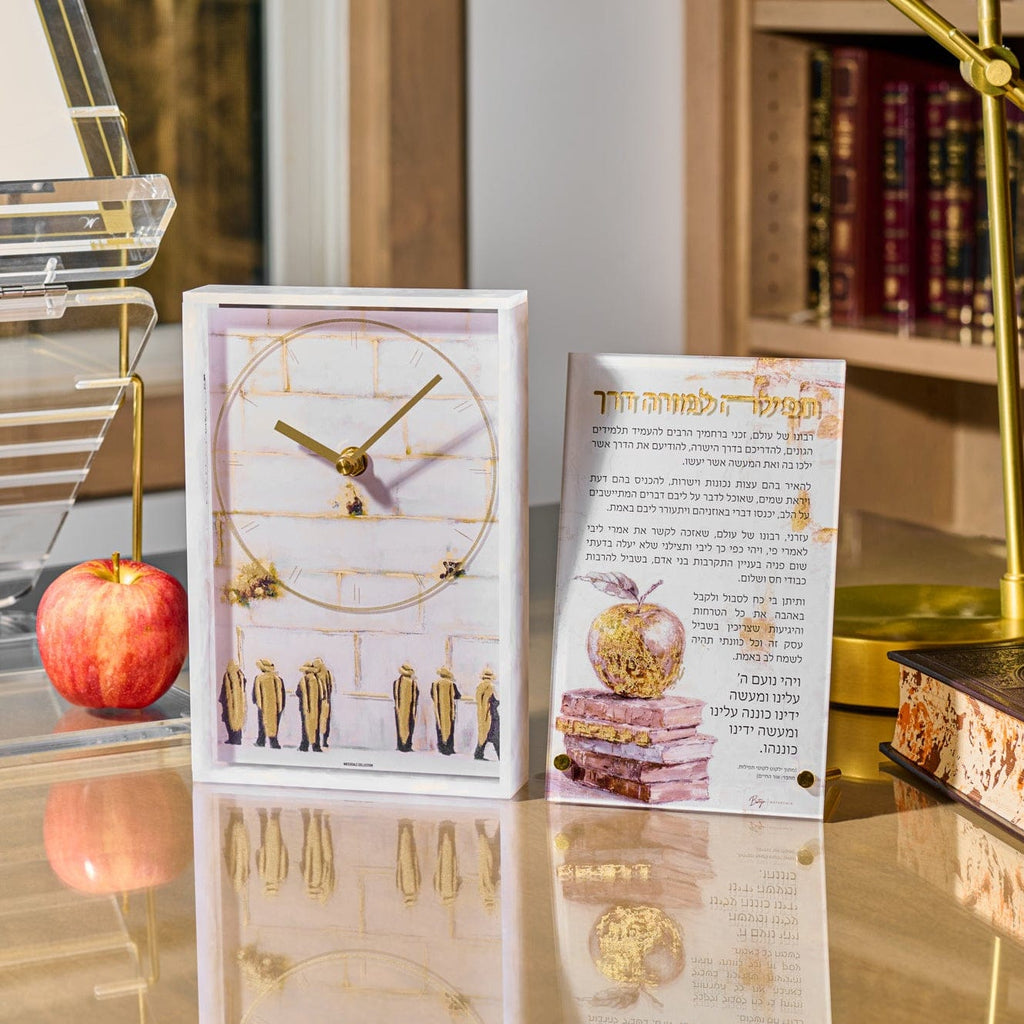 Kosel pearlstone frame desk clock displayed on desk – Waterdale Collection