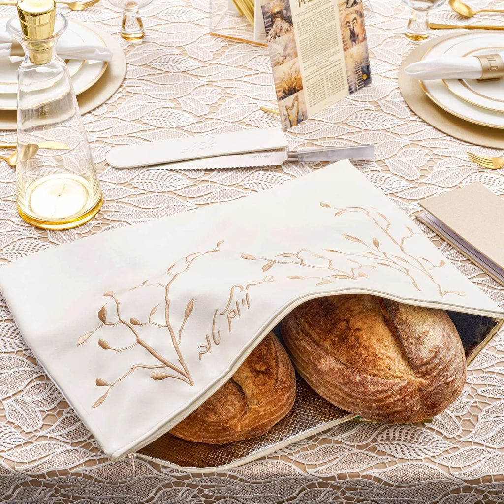 Leaf Embroidered Challah Pouch Cover - Waterdale Collection
