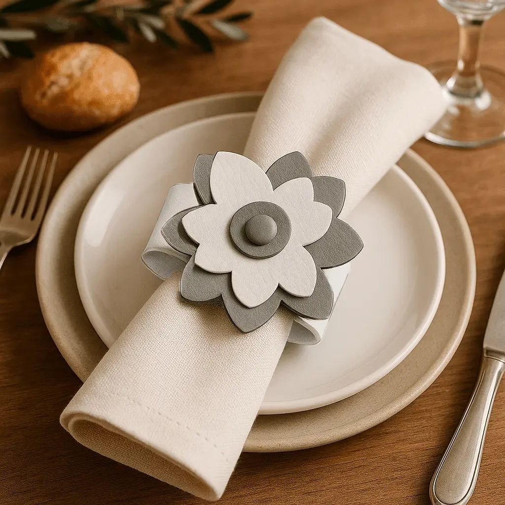 Leather Flower Napkin Wraps - Waterdale Collection