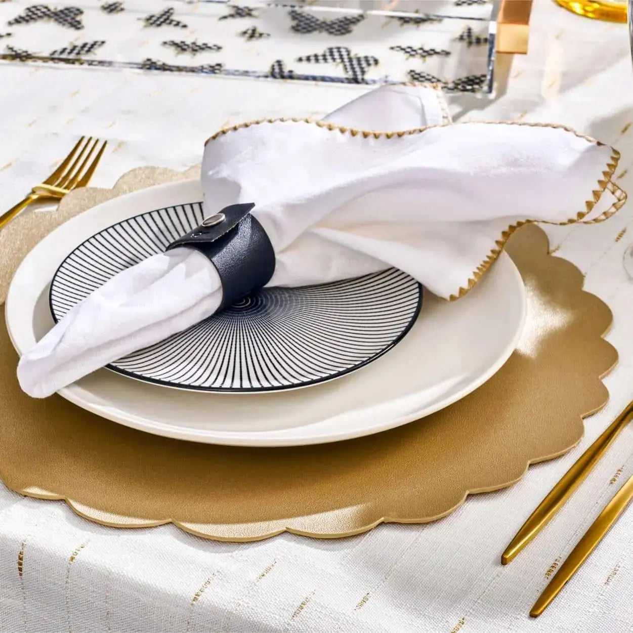 Leather Scalloped Chargers - Waterdale Collection