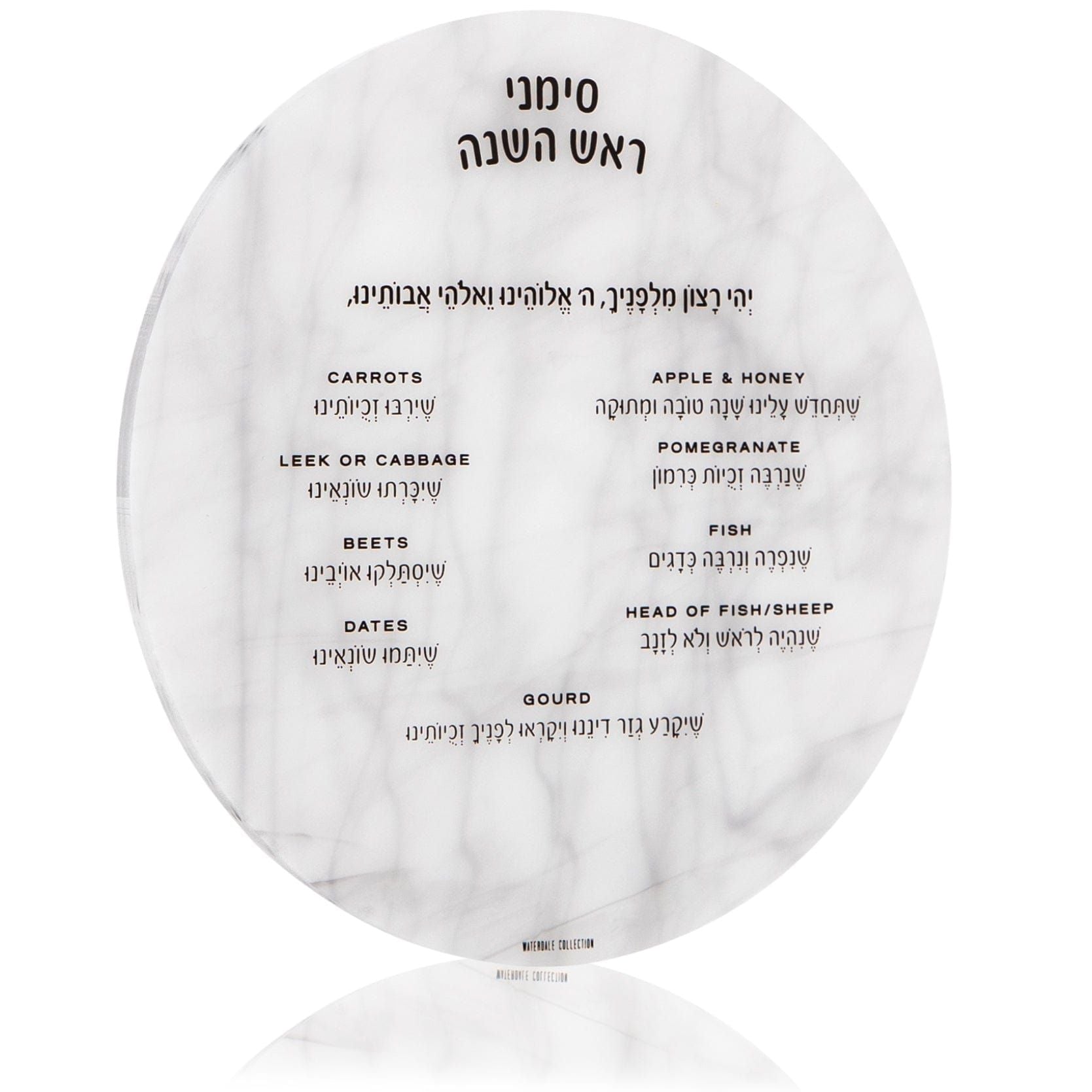 Marble Round Simanim Card - Waterdale Collection
