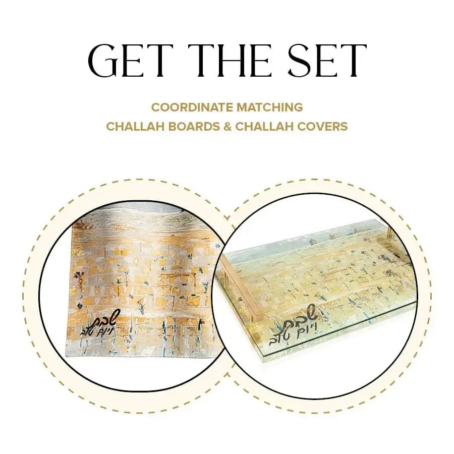 Painted Kosel of Gray & Gold Challah Board - Waterdale Collection
