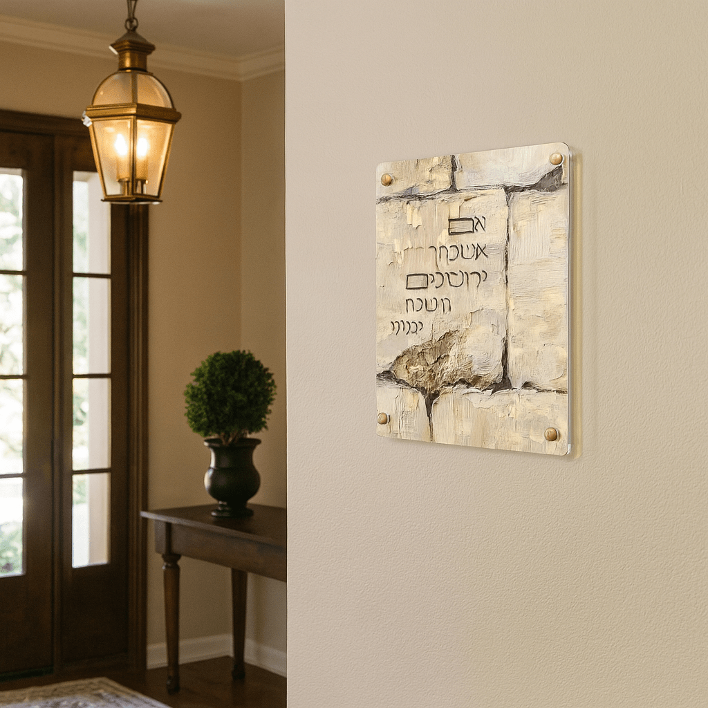 Painted Stone Kosel Im Eshkachech on the hallway wall