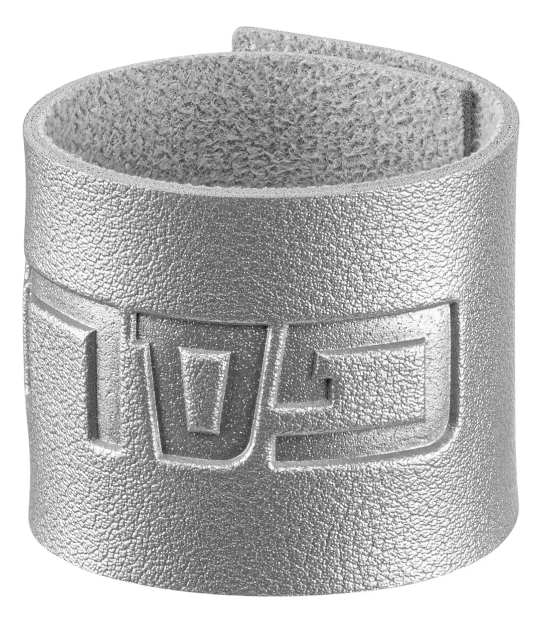 Silver leather napkin ring with rectangular buckle detail, part of Waterdale Collection's Pesach tabletop collection for holiday entertaining.