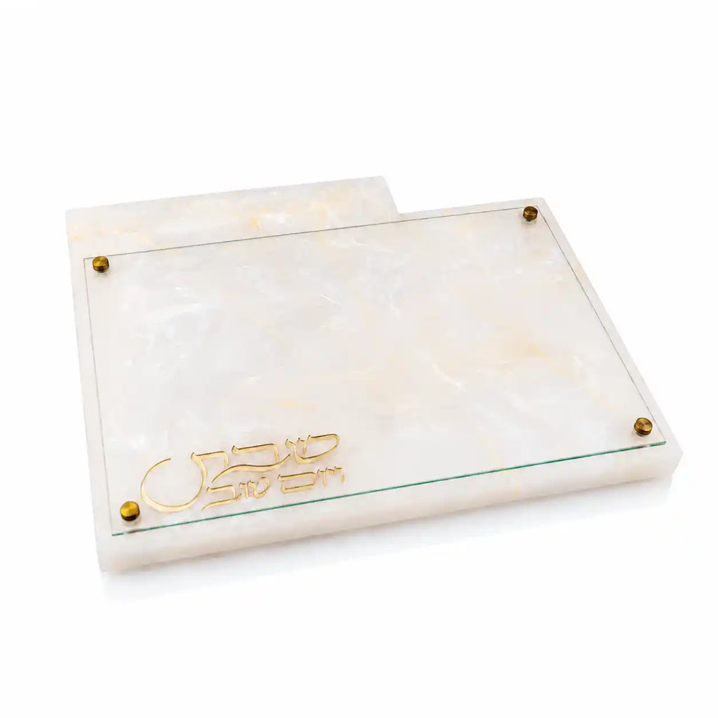 Gold Resin Challah Board with Knife Slot and salt indent